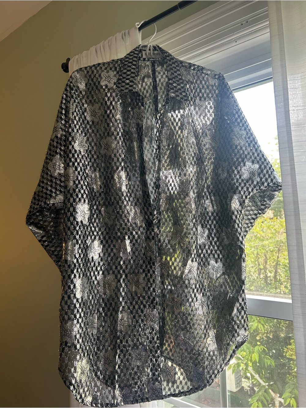 Black and Silver Vintage Long Sleeve Button Down Shirt